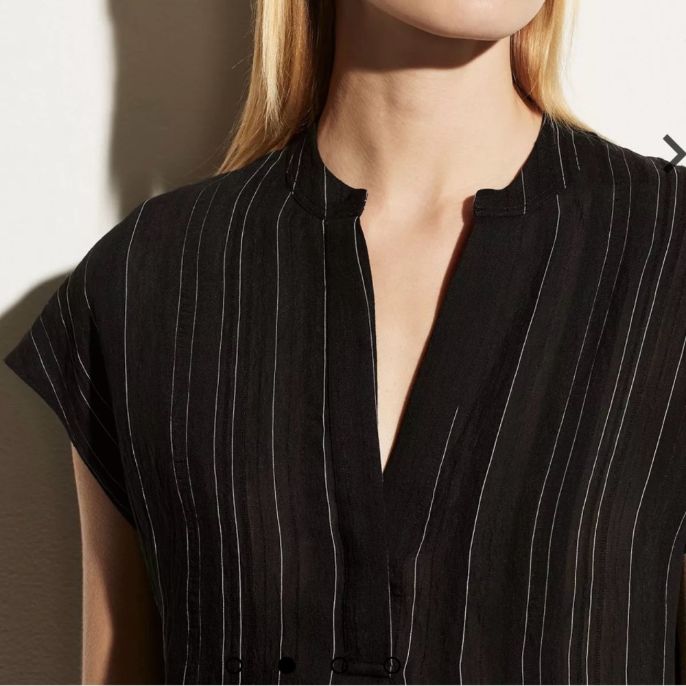 Vince Womens Drapey Stripe Sleeveless Band Collar Top. Size S  NWT - Picture 4 of 9